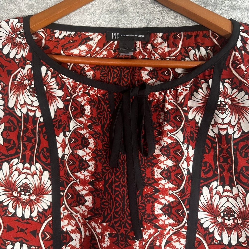 INC‎ International Concepts Blouse Boho Women's XS Floral Print Peasant Top - Picture 2 of 7